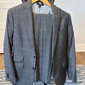 Banana Republic Italian Fabric Charcoal Checkered Suit